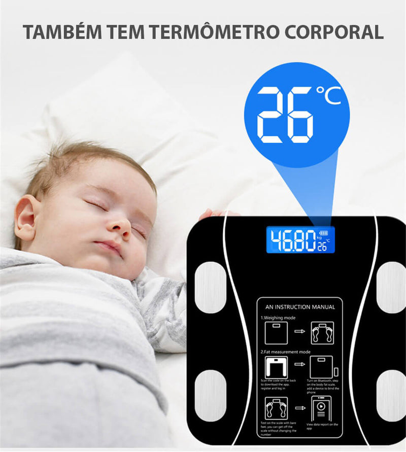Balança Digital Bluetooth c/ APP de Dados Corporais -  Vitrella