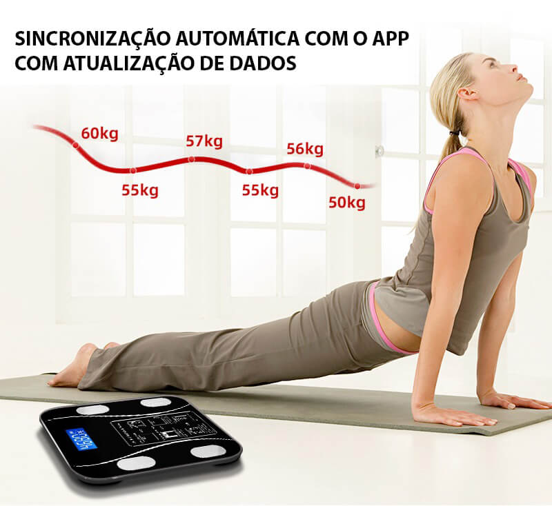 Balança Digital Bluetooth c/ APP de Dados Corporais -  Vitrella