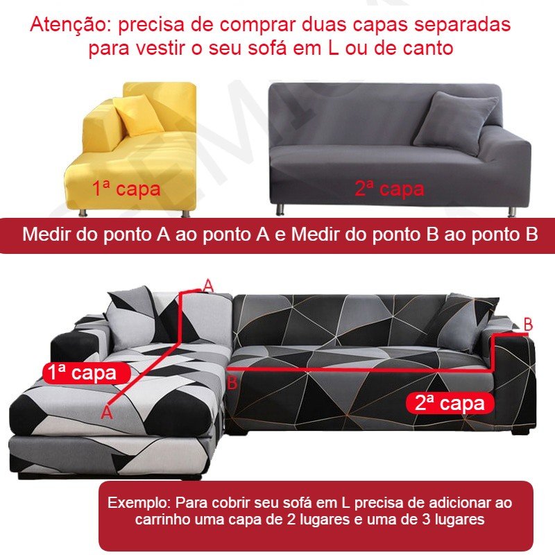 Capa Sofá de Canto em L Cubism + Brinde -  Vitrella
