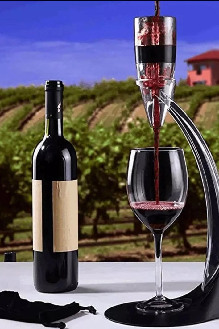 Dispensador e Aerador De Vinho Mágico Vitrella™ - Aerador + Base + Suporte + Filtro