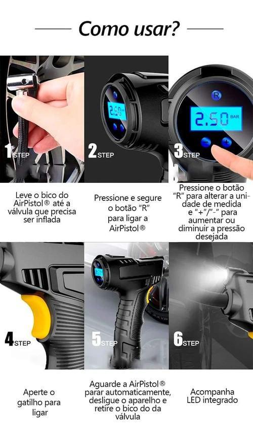 Calibrador de Pneus Digital + 3 Bicos Diferentes - Vitrella